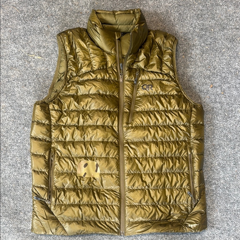 Outdoor Research Green Quilted Vest with Stand-up Collar